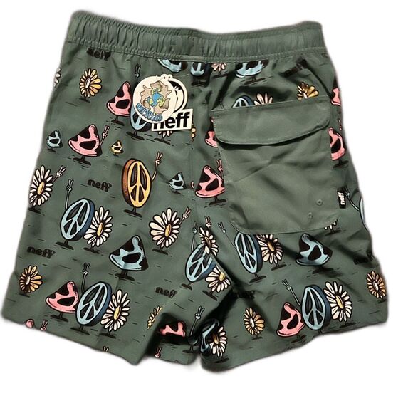 NWT Neff Men's Novelty Print Swim Trunks with Stretch, 7" Inseam - Picture 2 of 2